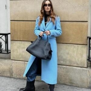 ZARA SKY BLUE MANTECO WOOL COAT Size L from Secret Lives of Mormon Wives